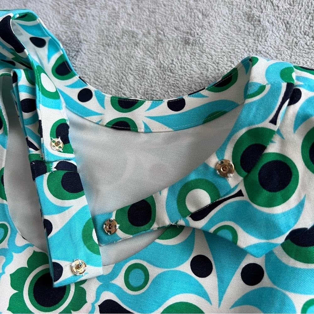 Kate Spade x Florence Broadhurst Kristy Bow Dress Linen Cotton Atomic Blue Solar - Picture 12 of 15